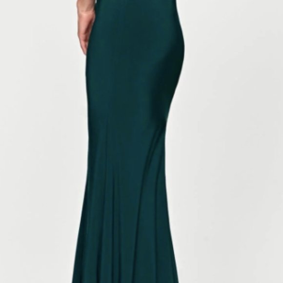 Jersey Prom Dress With Side Ruching And Leg Slit (size 10) - Picture 2 of 8